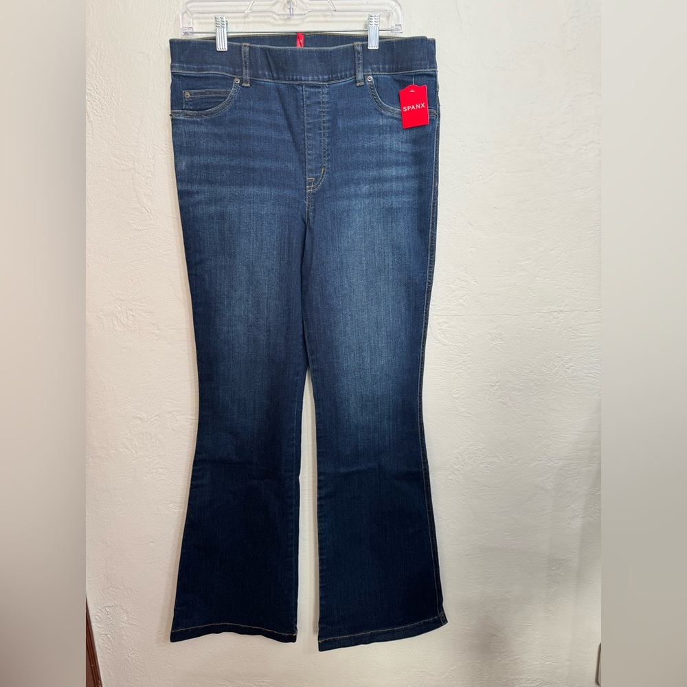 SPANX Blue Flare Wide Leg Jeans